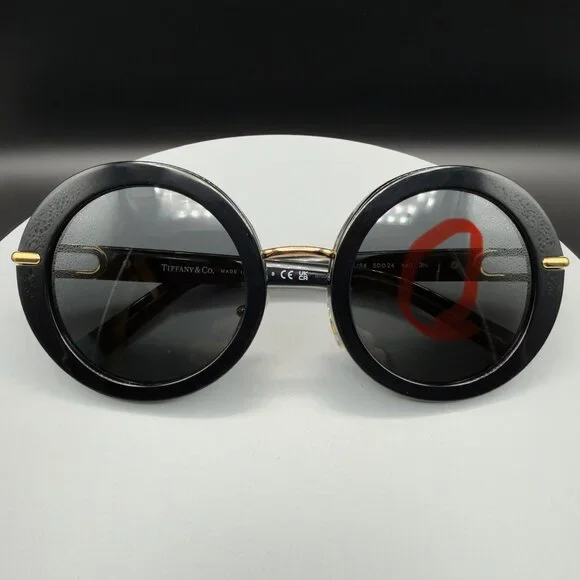 Tiffany & Co TF 4201 8001/S4 Black Round Sunglasses Grey Lens 50 24 140 SCRATCH - Picture 2 of 16